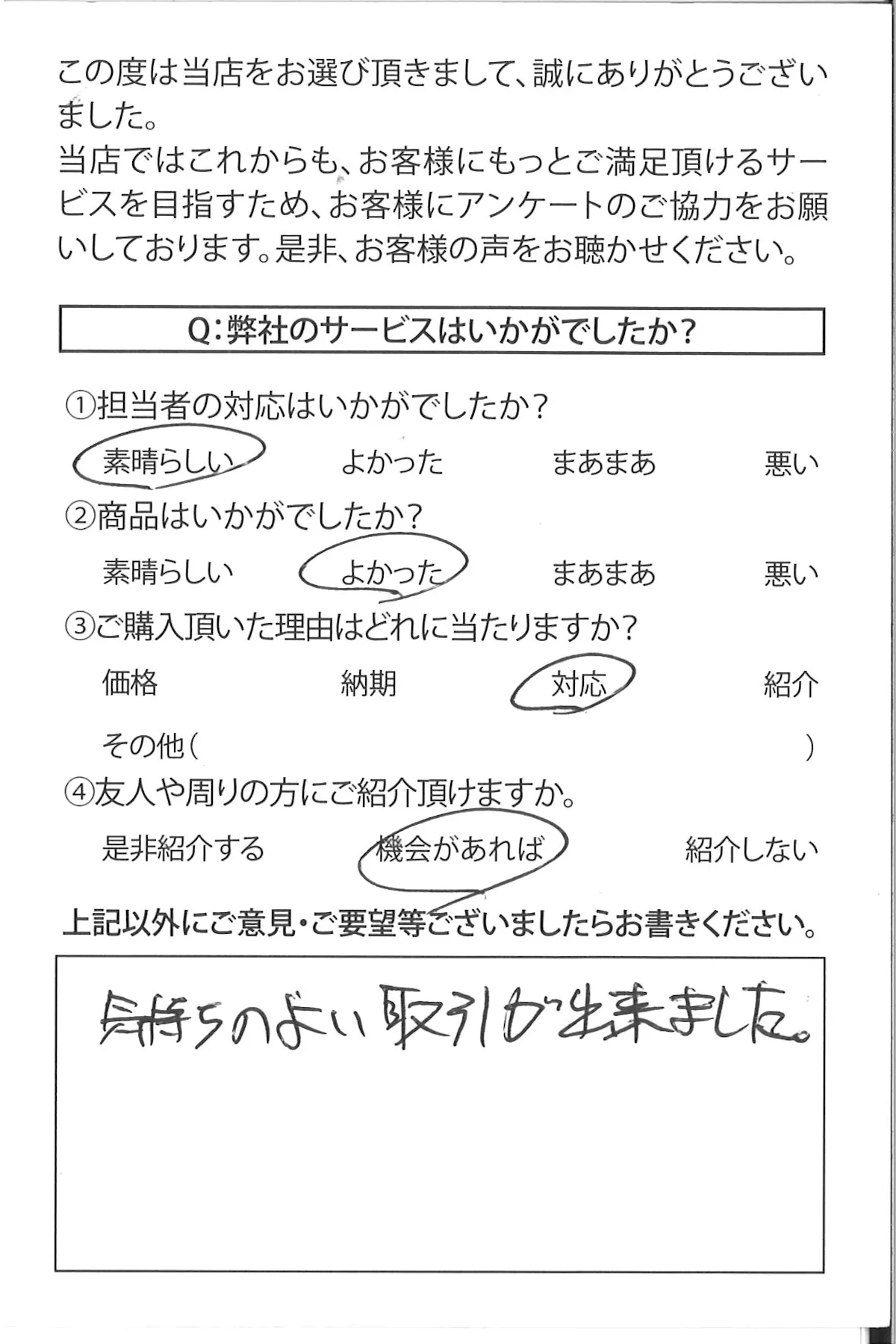 新潟県のお客様より