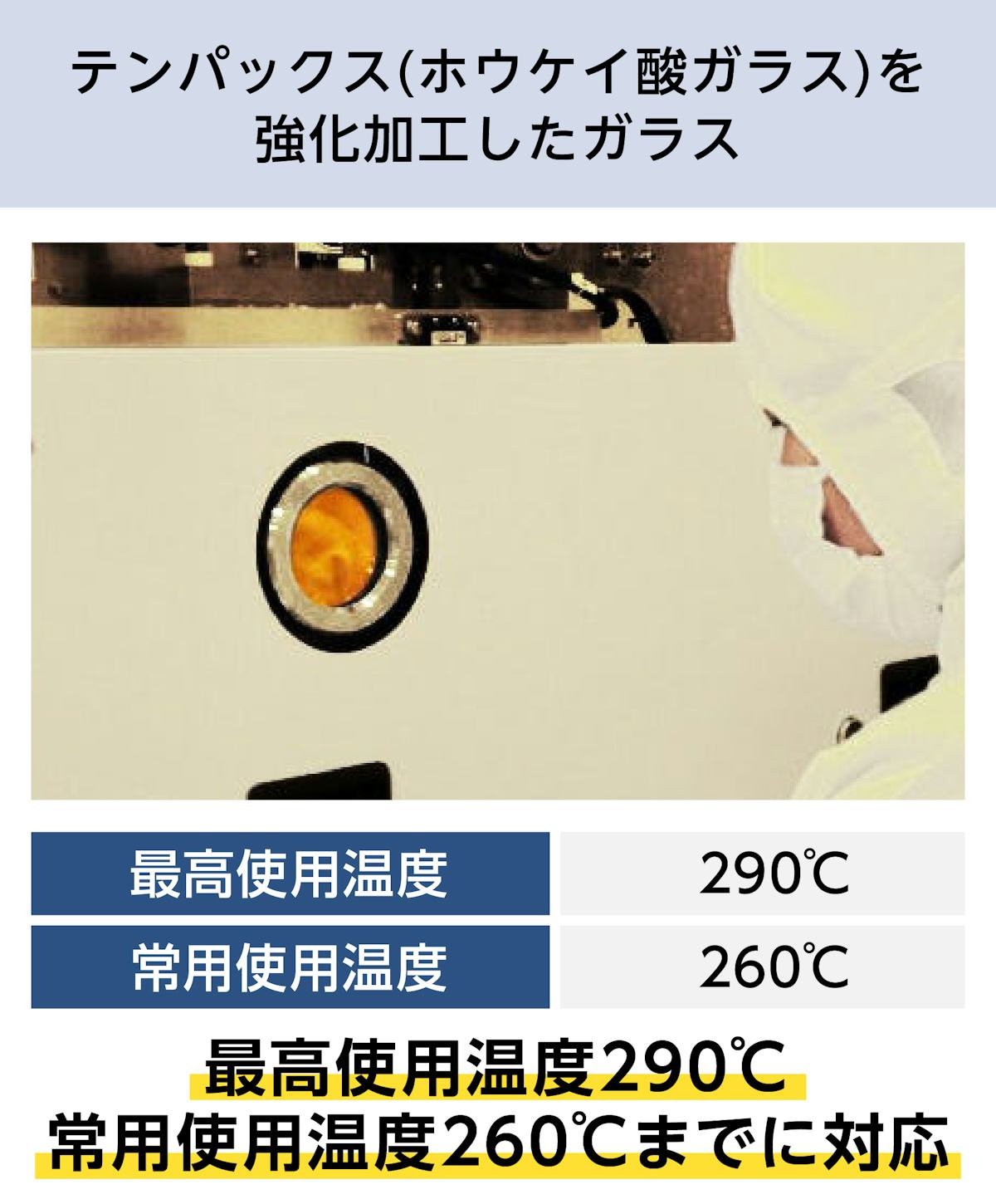 テンパックス強化／テンパックスを強化加工したガラス／耐熱衝撃温度がアップ