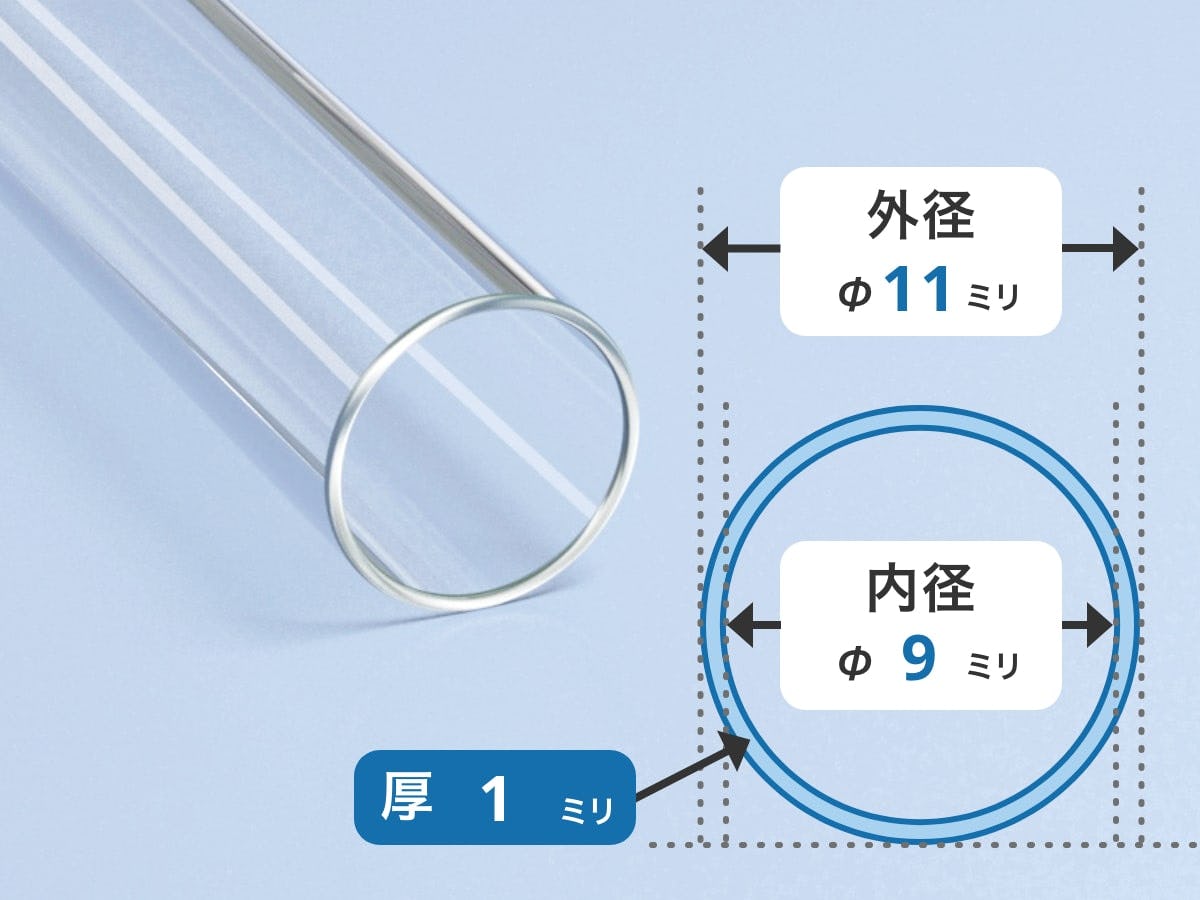 アクリル丸管2本、無色丸管、プレキシガラス管、長さ500mm,外径24mm